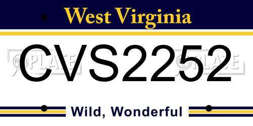 CVS2252 West Virginia License Plate