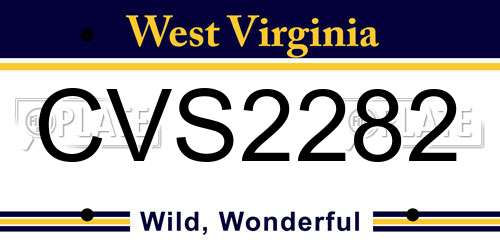 CVS2282 West Virginia License Plate
