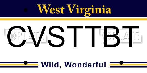 CVSTTBT West Virginia License Plate