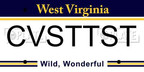 CVSTTST West Virginia License Plate