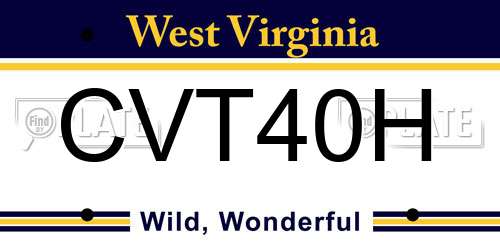 CVT40H West Virginia License Plate