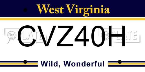 CVZ40H West Virginia License Plate
