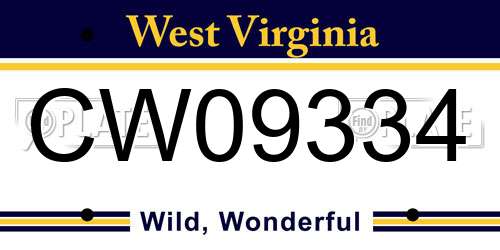 CW09334 West Virginia License Plate