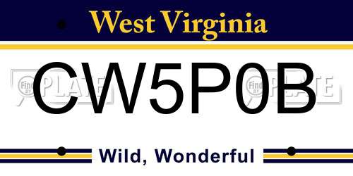 CW5P0B West Virginia License Plate