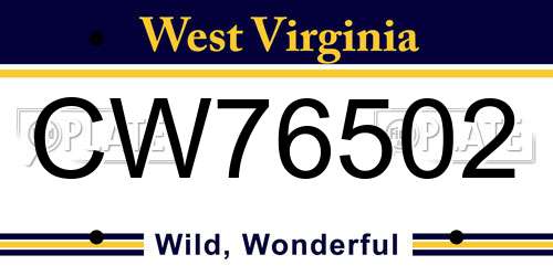 CW76502 West Virginia License Plate