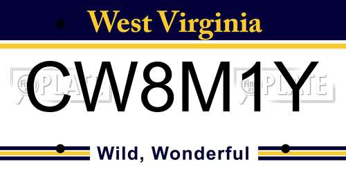 CW8M1Y West Virginia License Plate