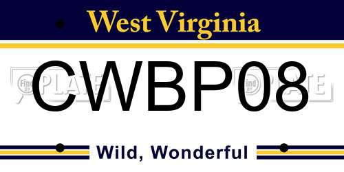 CWBP08 West Virginia License Plate