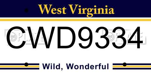 CWD9334 West Virginia License Plate