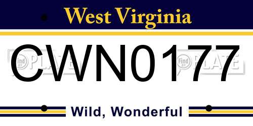 CWN0177 West Virginia License Plate