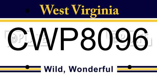CWP8096 West Virginia License Plate