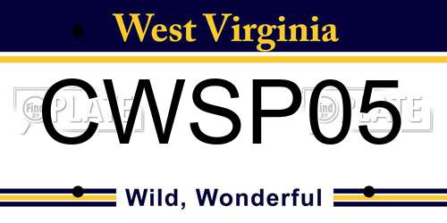 CWSP05 West Virginia License Plate