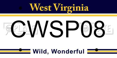 CWSP08 West Virginia License Plate