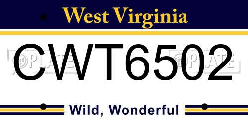 CWT6502 West Virginia License Plate
