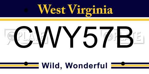 CWY57B West Virginia License Plate