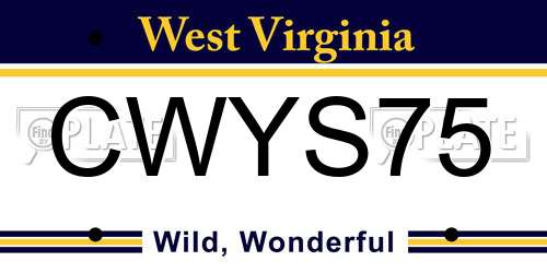 CWYS75 West Virginia License Plate