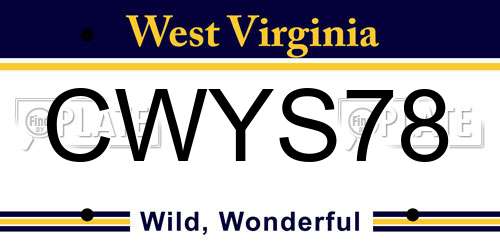 CWYS78 West Virginia License Plate
