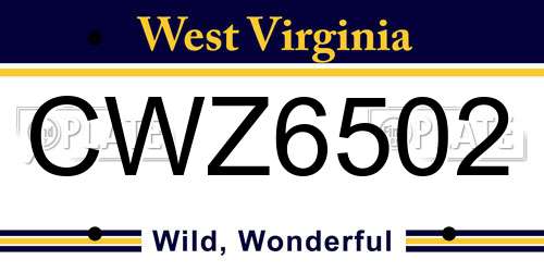 CWZ6502 West Virginia License Plate