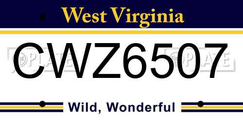 CWZ6507 West Virginia License Plate