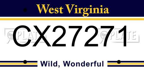 CX27271 West Virginia License Plate