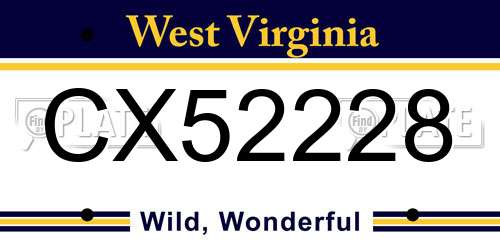 CX52228 West Virginia License Plate