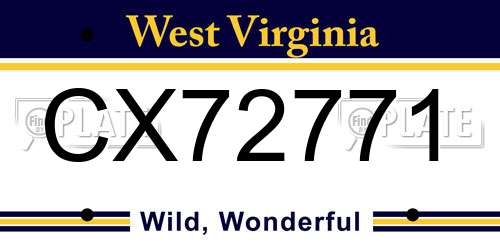 CX72771 West Virginia License Plate