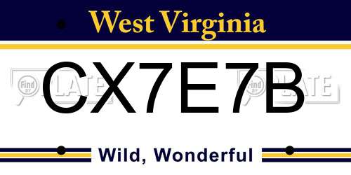 CX7E7B West Virginia License Plate