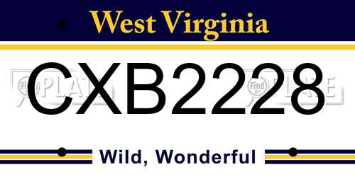 CXB2228 West Virginia License Plate