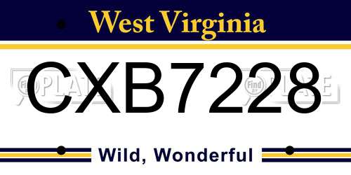 CXB7228 West Virginia License Plate