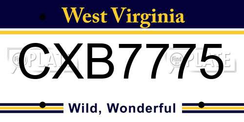 CXB7775 West Virginia License Plate