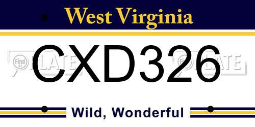 CXD326 West Virginia License Plate