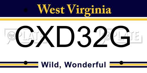 CXD32G West Virginia License Plate