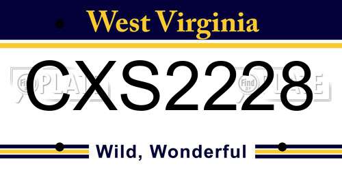 CXS2228 West Virginia License Plate