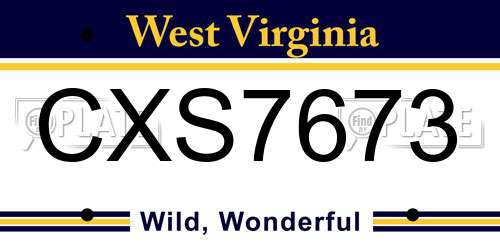CXS7673 West Virginia License Plate