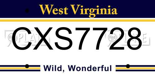CXS7728 West Virginia License Plate