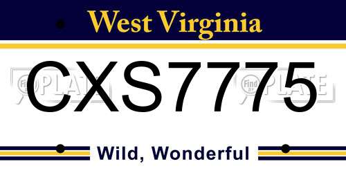 CXS7775 West Virginia License Plate