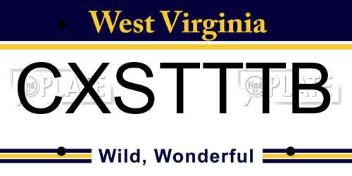 CXSTTTB West Virginia License Plate