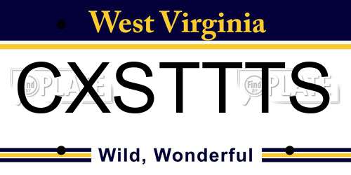 CXSTTTS West Virginia License Plate