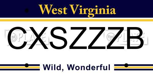 CXSZZZB West Virginia License Plate