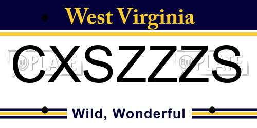 CXSZZZS West Virginia License Plate