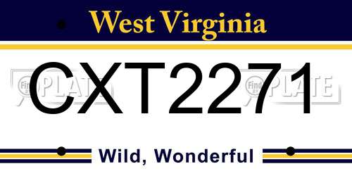 CXT2271 West Virginia License Plate
