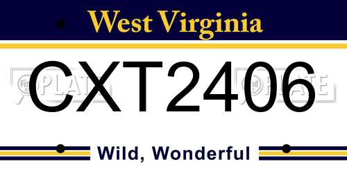 CXT2406 West Virginia License Plate