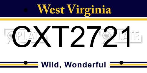 CXT2721 West Virginia License Plate