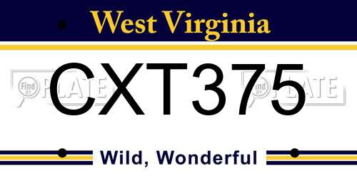 CXT375 West Virginia License Plate