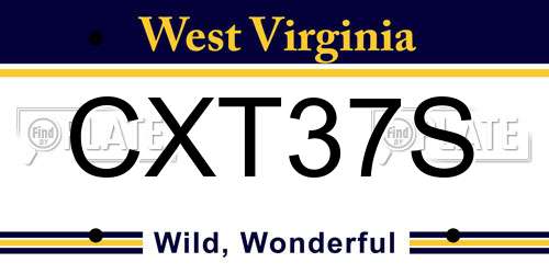 CXT37S West Virginia License Plate