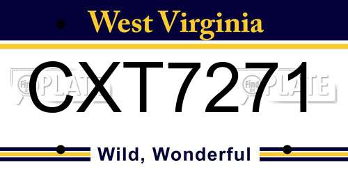 CXT7271 West Virginia License Plate