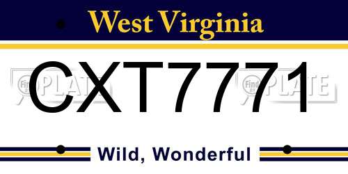 CXT7771 West Virginia License Plate