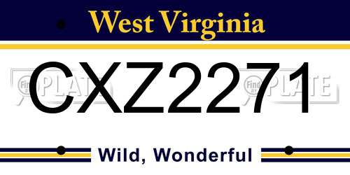 CXZ2271 West Virginia License Plate