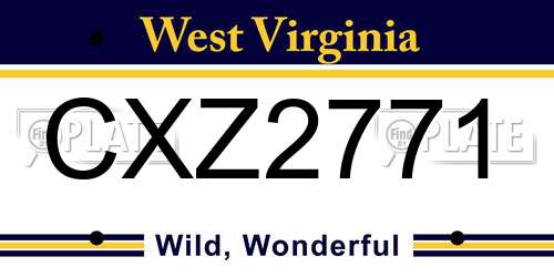 CXZ2771 West Virginia License Plate
