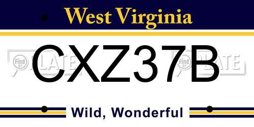 CXZ37B West Virginia License Plate