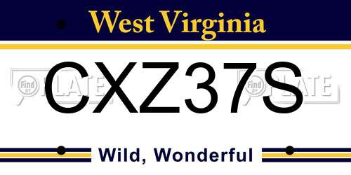 CXZ37S West Virginia License Plate